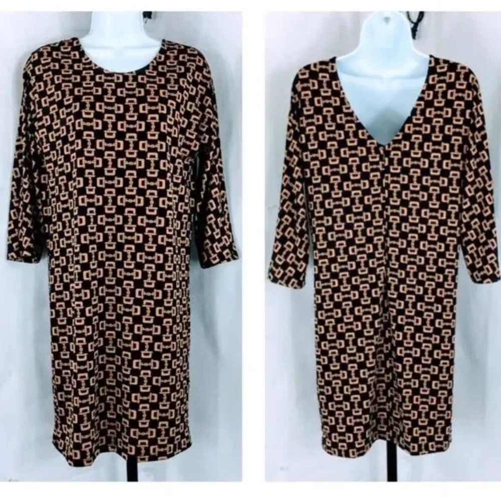 JB by Julie Brown NYC Esme Shift Dress 6203 Black Toggle 3/4 Sleeve Size S